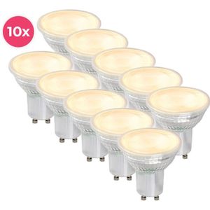 10-pack Dimbare transparante GU10 LED lamp Antonie, 5w, warm wit