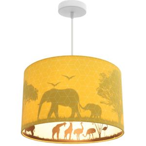 Gele dieren hanglamp Safari, Binnenzijde doorschijnend
