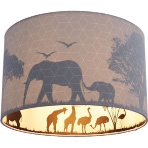 Grijze dieren kinderkamer plafondlamp Safari, Binnenzijde doorschijnend