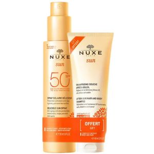 Nuxe Sun Duo Spray Solaire Delicieux SPF50 + Shampoo Douche Après Soleil Gratis 1Pakket