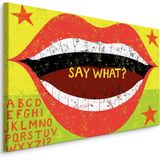 Schilderij - Say What?  geel, groen, rood, premium Print