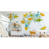 Fotobehang - Dinosaurussen rond de wereld, multi-gekleurd, Vinyl, Kinderkamer, te koop in 11 maten,  incl instructies en behanglijm, gemakkelijk aan te brengen