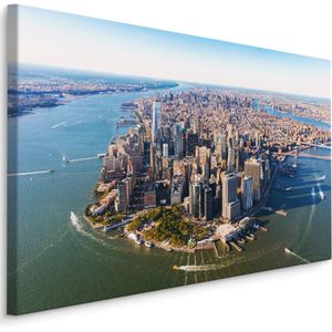 Schilderij - Zicht op New York van boven, Manhattan, Premium Print