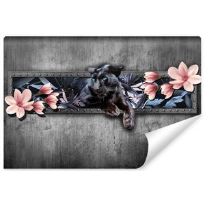 Fotobehang- Panter met magnolia bloesem, 11 maten, Premium Print, incl behanglijm