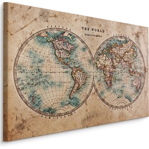 Schilderij - Oude Wereldkaart in Retro Stijl, Premium Print