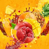 Fotobehang - Kleurrijke tropische vruchten, Multikleur, 11 maten, inclusief behanglijm