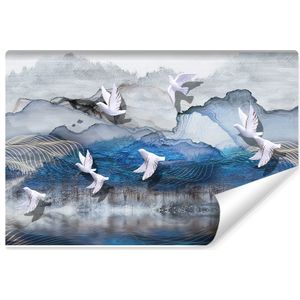 Fotobehang - Vogels boven de zee, premium print, inclusief behanglijm