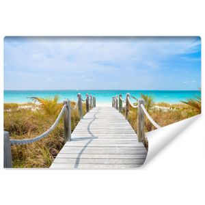 Fotobehang - Pad naar blauwe zee, premium print, inclusief behanglijm