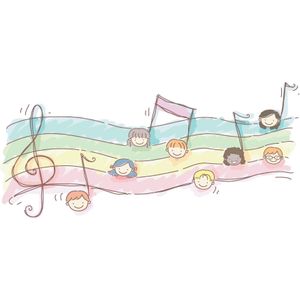 Fotobehang - Kleurrijke bladmuziek, kinderkamer, 11 maten, Mooie lichte kleuren, incl behanglijm