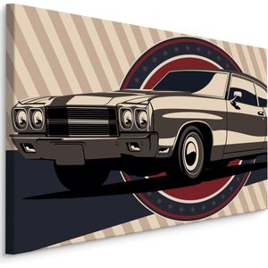 Schilderij -  Klassieke Muscle Car in retro Stijl,  Premium Print