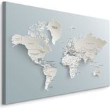 Schilderij - Wereldkaart met een 3D effect, Premium Print op Canvas