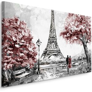 Schilderij - Romantisch Parijs  , Wanddecoratie , Premium print