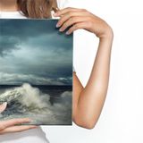 Schilderij - Vuurtoren in de storm, blauw/grijs, 4 maten, premium print