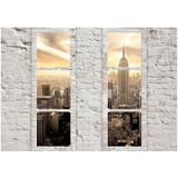 Zelfklevend fotobehang -  New York achter witte ramen  , Premium Print