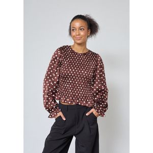 YUTILA Satijnen damesblouse, elegante lange mouwen