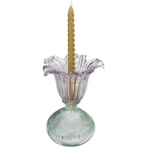 Blauwe glazen kandelaarhouders, set van 8 inclusief taps toelopende kandelaars en gestreepte kandelaars, twee stijlen voor formele evenementen, bruiloft, festival, kerk, feest en festivaldecoratie