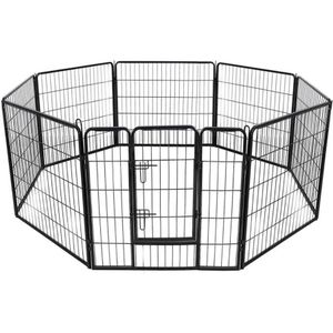 Professioneel Zwart Puppyren Hondenren XXL - 640 cm Omtrek - 120 cm hoog - Heavy Duty Metalen Frame - Hondenkennel - Hondenhok