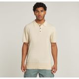 G-Star - D25960-D997-1603 - Gebreid Poloshirt - Crèmewit - Korte Mouwen - Duurzaam