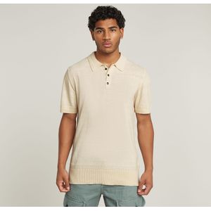 G-Star - D25960-D997-1603 - Gebreid Poloshirt - Crèmewit - Korte Mouwen - Duurzaam