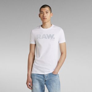 3D RAW. Logo Slim T-Shirt - Wit - Heren