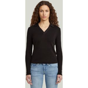 Polo Top Slim - Zwart - Dames