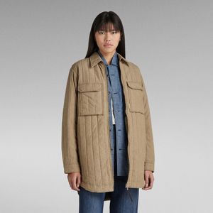 Quilted Zipped Overshirt - Beige - Dames