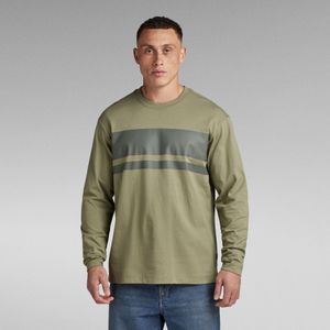Placed Stripe Boxy T-Shirt - Groen - Heren