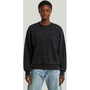 Washed A Line Script Sweater - Zwart - Dames