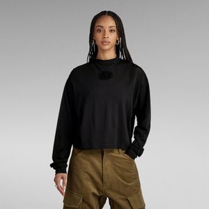 Mock Graphic Loose Top - Zwart - Dames