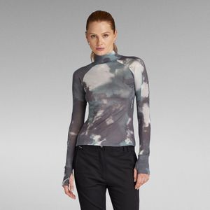 Blurry Camo Slim Mock Top - Meerkleurig - Dames