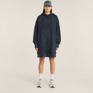 Loose Overdyed Hoodie Jurk - Donkerblauw - Dames