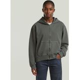 Washed Zip Relaxed Hoodie - Grijs - Dames