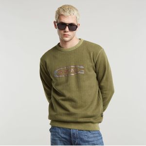 Destroyed G Logo Washed Sweater - Groen - Heren