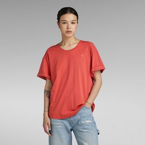 Rolled Up Sleeve Boyfriend Top - Rood - Dames