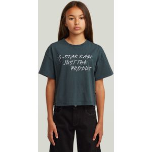 T-shirt Cropped Relaxed voor meisjes - Donkerblauw - meisjes