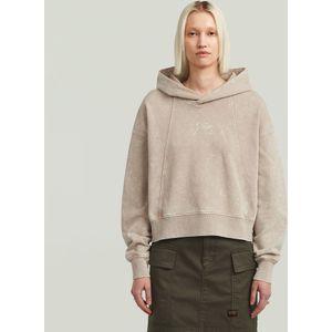 Washed A Line Script Hoodie - Beige - Dames