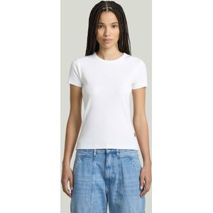 Rib Cap Sleeve T-shirt - Wit - Dames