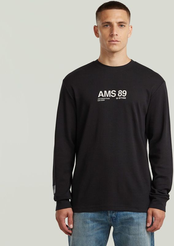 G-star - Ams 89 - T-shirt - Zwart - Regular Fit - Lange Mouwen