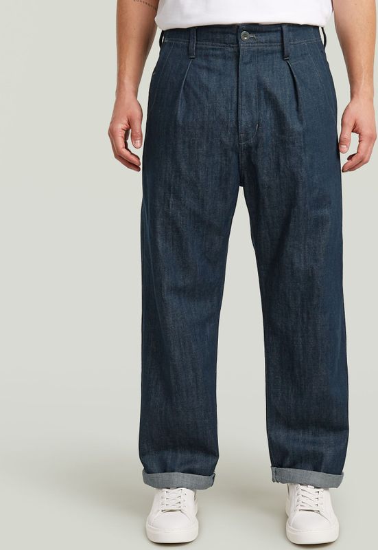 Pleated Chino Relaxed Neo Raw Jeans - Donkerblauw - Heren