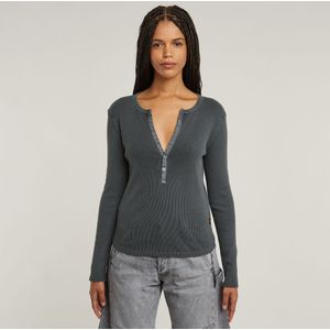 Deep V-neck Slim Top - Grijs - Dames