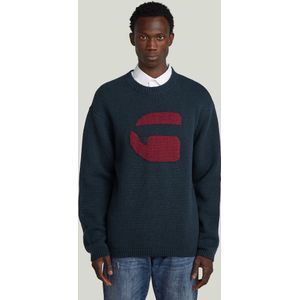 G Logo Relaxed Gebreide Trui - Donkerblauw - Heren