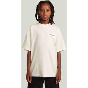 G-STAR - Shirt - Crème/Zwart - Oversized - Ronde Hals - Kwartmouw