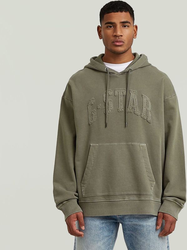 Applique Relaxed Hoodie Sweater - Bruin - Heren