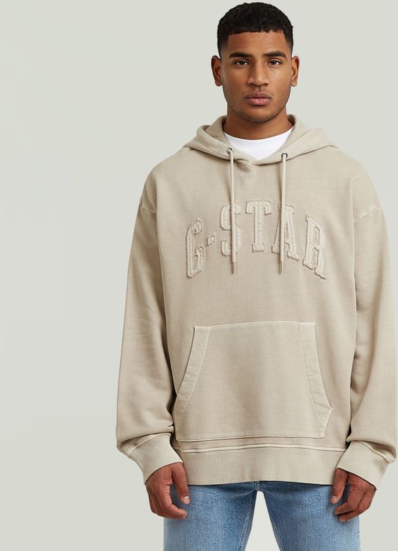 Applique Relaxed Hoodie Sweater - Beige - Heren