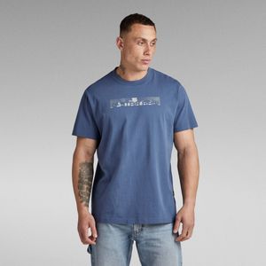 Flight Deck Back Graphic Loose T-Shirt - Midden blauw - Heren