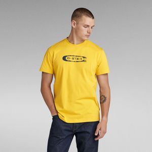 Distressed Old School Logo T-Shirt - Geel - Heren