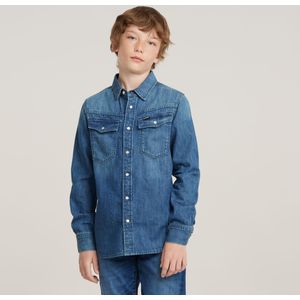 Kids 3301 Boys Shirt - Midden blauw - jongens