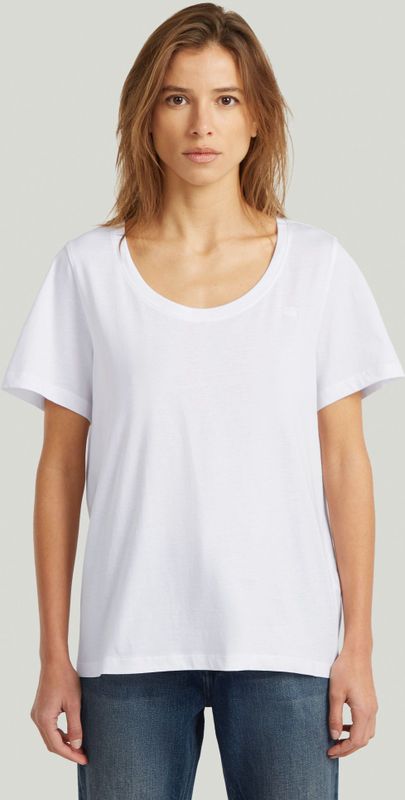 Scoop Neck T-Shirt - Wit - Dames