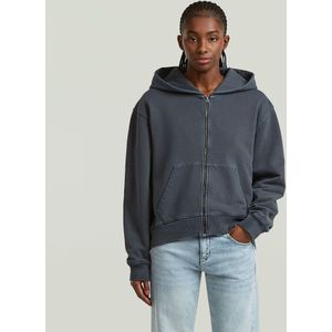 Washed Zip Relaxed Hoodie - Donkerblauw - Dames