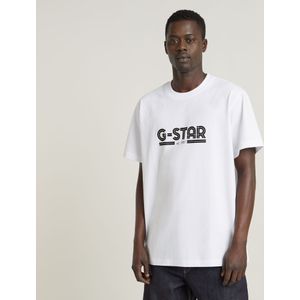 Unisex Line Script Loose T-Shirt - Wit - Heren